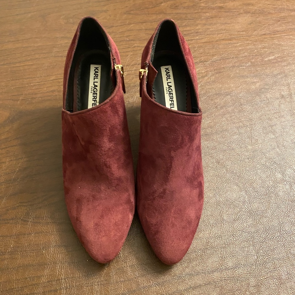 Karl Lagerfeld Women's Burgundy Suede Ankle Boots